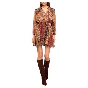 NWT MISA Molly Patchwork Bohemian Mini Dress Size Small